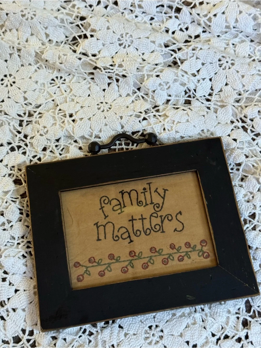 Primitive Family Matters Framed Folk Art Sampler Rustic Country Decor